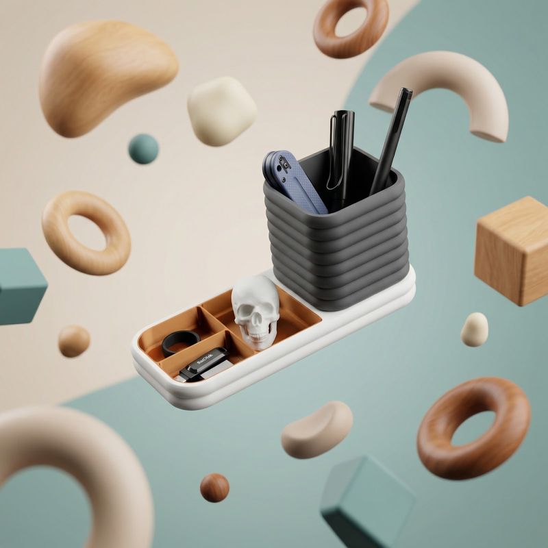 Carti si Birotica - Birotica - Accesorii de birou - Suporturi accesorii birou - Organizator Birou Modular Armonie, Negru, 11cm - Infinity.ro