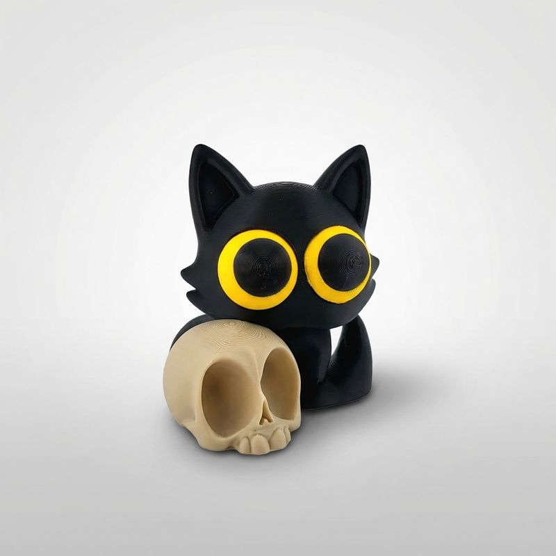 Casa si Gradina - Decoratiuni - Obiecte decorative - Accesorii decorative - Figurina Decorativa Pisica Mistica cu Craniu, Negru, 6 cm - Infinity.ro