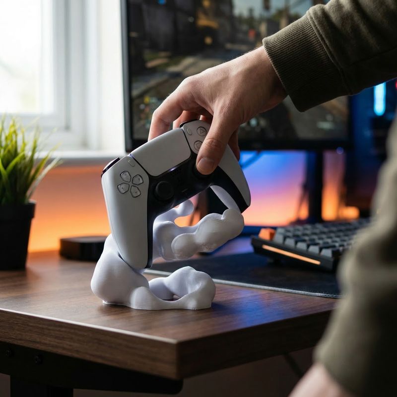 PC, gaming si accesorii - Gaming - Accesorii gaming - Accesorii console gaming - Suport Controller Elegant, Alb, 12 cm - Infinity.ro