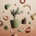 Casa si Gradina - Gradinarit si plante - Plante si ghivece - Ghivece si suporturi - Ghiveci Decorativ cu Textura Moale Plisata, Verde Olive, 14 cm - Infinity.ro