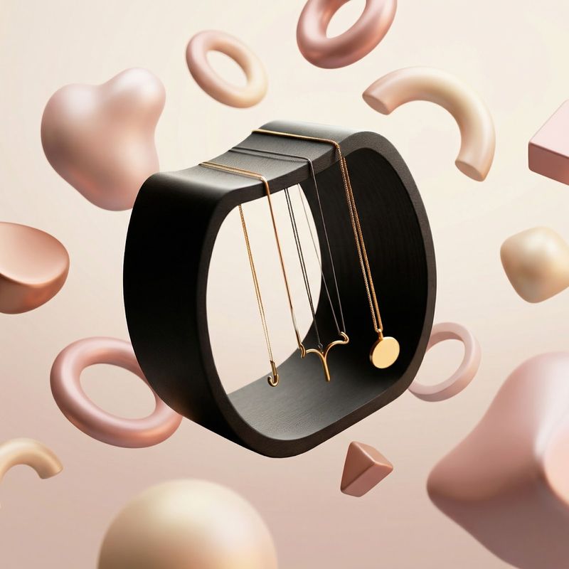 Fashion, accesorii si bijuterii - Femei - Bijuterii femei - Cutii bijuterii - Suport Coliere cu Silueta Arcuita, Negru, 17 cm - Infinity.ro