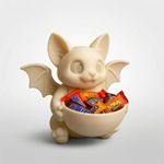 Casa si Gradina - Decoratiuni - Obiecte decorative - Vaze si boluri decorative - Bol Decorativ Halloween cu Liliac, Bej, 20 cm - Infinity.ro