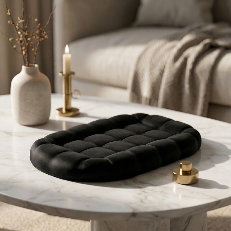 Casa si Gradina - Decoratiuni - Obiecte decorative - Accesorii decorative - Tava Decorativa cu Aspect Matlasat, Negru, 21 cm - Infinity.ro