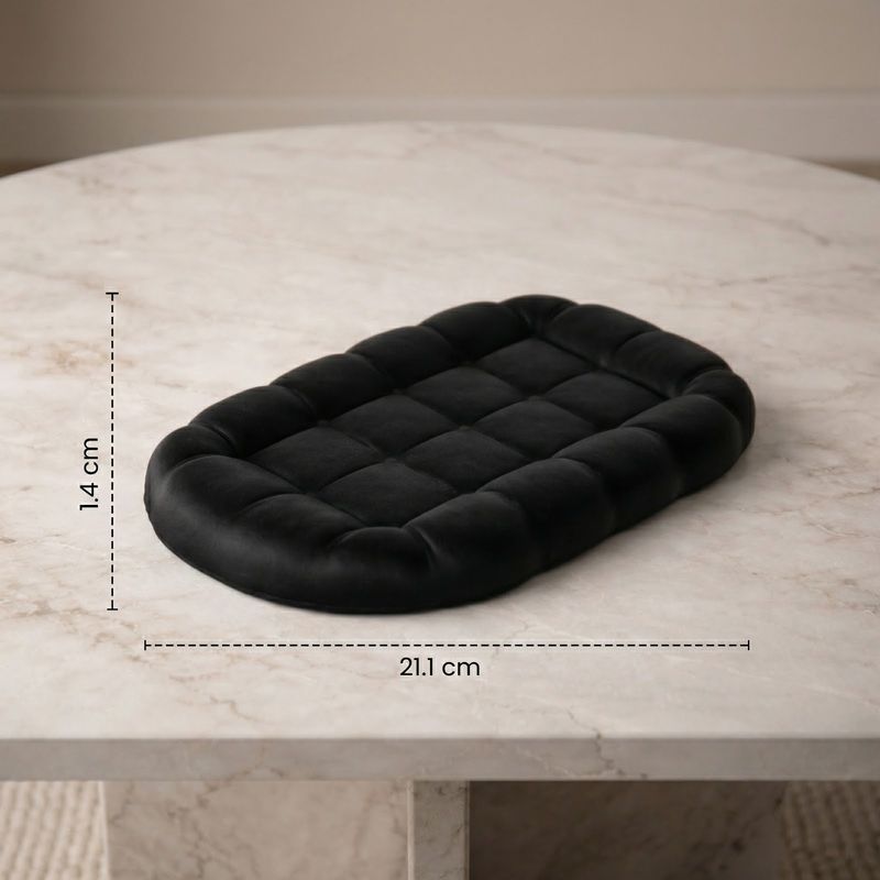 Casa si Gradina - Decoratiuni - Obiecte decorative - Accesorii decorative - Tava Decorativa cu Aspect Matlasat, Negru, 21 cm - Infinity.ro