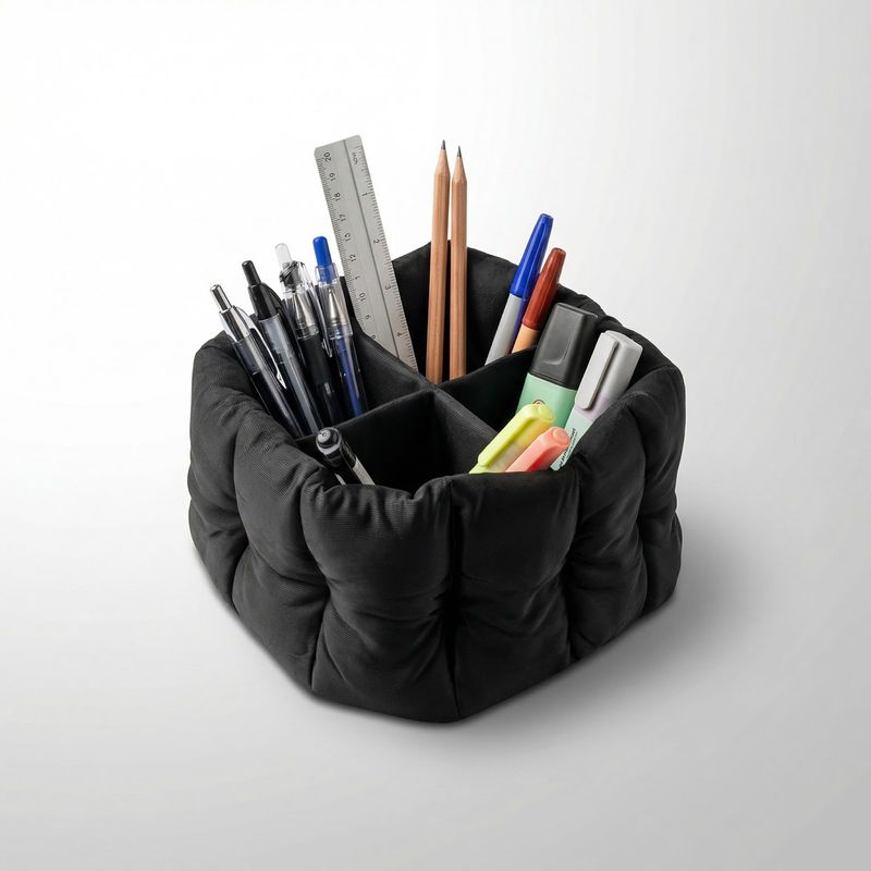 Carti si Birotica - Birotica - Accesorii de birou - Suporturi accesorii birou - Organizator Birou cu Textura Matlasata, Negru, 18 cm - Infinity.ro