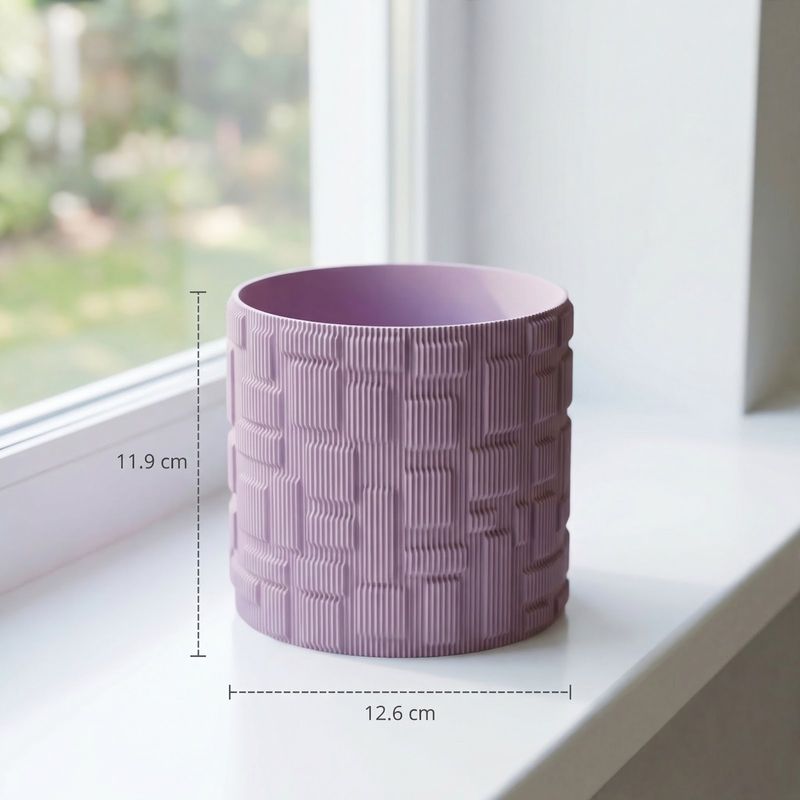 Casa si Gradina - Gradinarit si plante - Plante si ghivece - Ghivece si suporturi - Ghiveci Decorativ cu Model Geometric Striat, Mov Lila, 13 cm - Infinity.ro