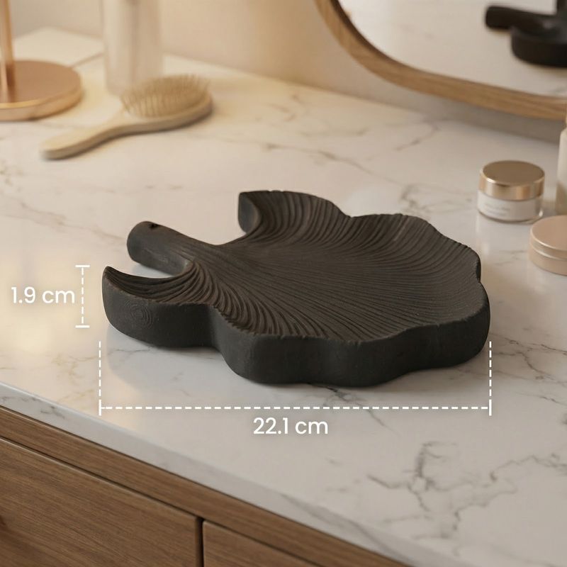 Fashion, accesorii si bijuterii - Femei - Bijuterii femei - Cutii bijuterii - Tava Organizatoare pentru Bijuterii Botanica, Negru, 22 cm - Infinity.ro