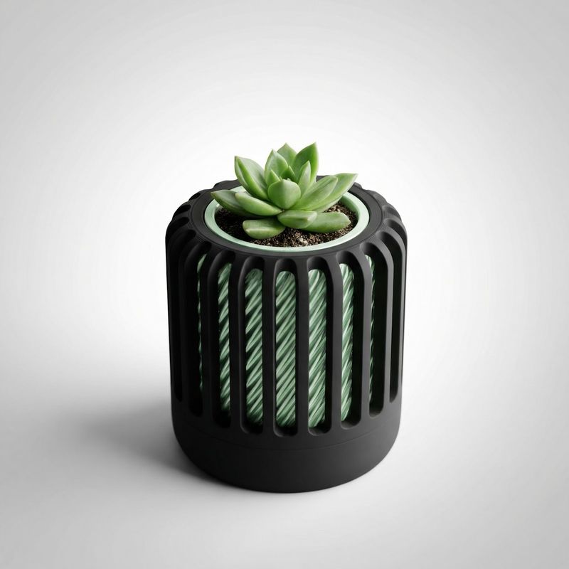 Casa si Gradina - Gradinarit si plante - Plante si ghivece - Ghivece si suporturi - Ghiveci Decorativ cu Iluzie Optica, Negru Verde, 8 cm - Infinity.ro