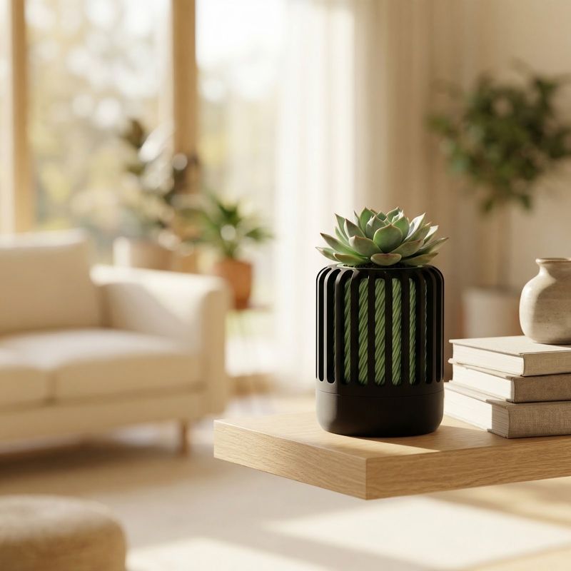 Casa si Gradina - Gradinarit si plante - Plante si ghivece - Ghivece si suporturi - Ghiveci Decorativ cu Iluzie Optica, Negru Verde, 8 cm - Infinity.ro