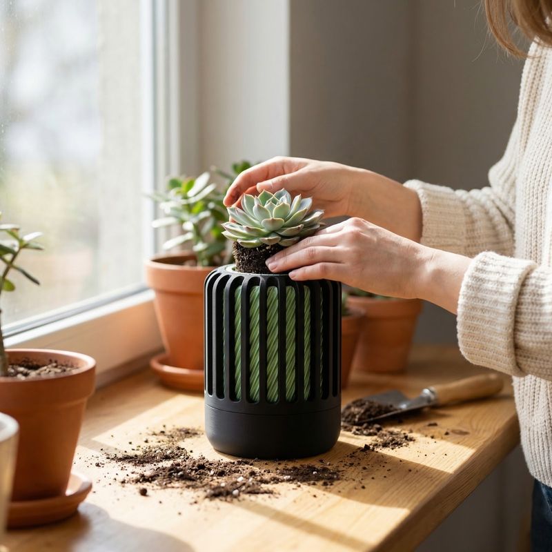 Casa si Gradina - Gradinarit si plante - Plante si ghivece - Ghivece si suporturi - Ghiveci Decorativ cu Iluzie Optica, Negru Verde, 8 cm - Infinity.ro