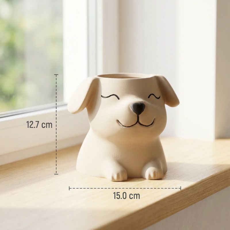 Casa si Gradina - Gradinarit si plante - Plante si ghivece - Ghivece si suporturi - Ghiveci Decorativ Puppy, Bej, 15 cm - Infinity.ro