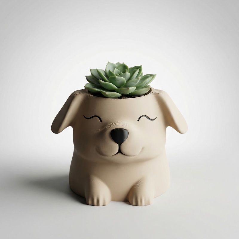 Casa si Gradina - Gradinarit si plante - Plante si ghivece - Ghivece si suporturi - Ghiveci Decorativ Puppy, Bej, 15 cm - Infinity.ro
