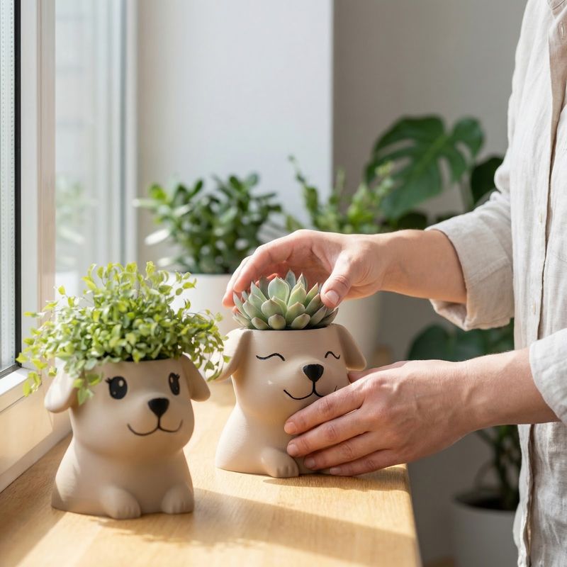 Casa si Gradina - Gradinarit si plante - Plante si ghivece - Ghivece si suporturi - Ghiveci Decorativ Puppy, Bej, 15 cm - Infinity.ro