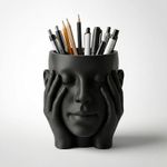 Carti si Birotica - Birotica - Accesorii de birou - Suporturi accesorii birou - Suport Pixuri Sculptural Silueta, Negru, 17 cm - Infinity.ro