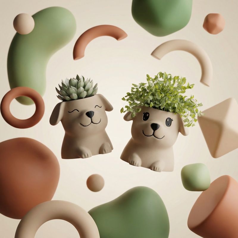 Casa si Gradina - Gradinarit si plante - Plante si ghivece - Ghivece si suporturi - Ghiveci Decorativ Puppy, Bej, 15 cm - Infinity.ro