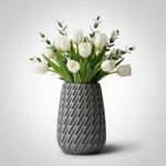 Casa si Gradina - Decoratiuni - Obiecte decorative - Vaze si boluri decorative - Vaza Decorativa cu Textura Fluida, Gri, 29 cm - Infinity.ro