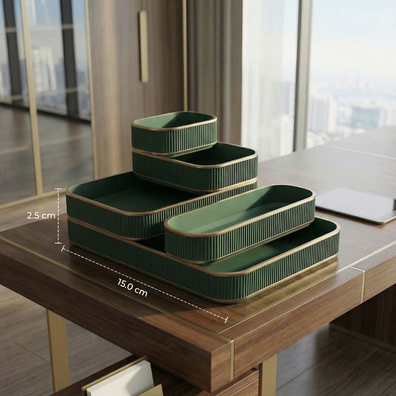 Carti si Birotica - Birotica - Accesorii de birou - Suporturi accesorii birou - Organizator Birou Modular cu Textura Premium, Verde, 20 cm - Infinity.ro