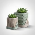 Casa si Gradina - Gradinarit si plante - Plante si ghivece - Ghivece si suporturi - Ghiveci Decorativ Geometric cu Tavita, Alb, 12 cm - Infinity.ro