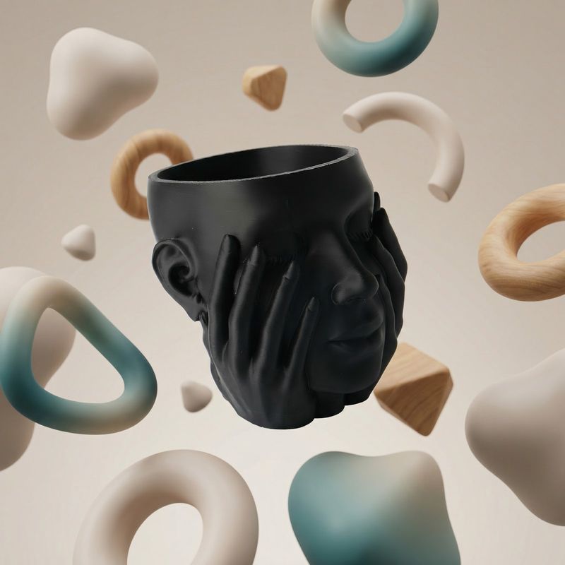 Carti si Birotica - Birotica - Accesorii de birou - Suporturi accesorii birou - Suport Pixuri Sculptural Silueta, Negru, 17 cm - Infinity.ro