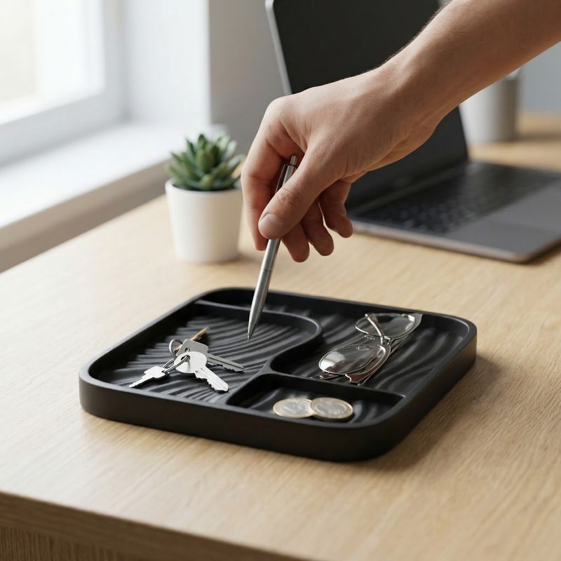 Carti si Birotica - Birotica - Accesorii de birou - Suporturi accesorii birou - Tava organizator birou, Negru, 18 cm, compartimentare inteligenta - Infinity.ro