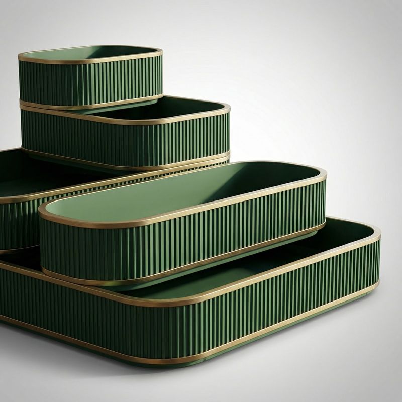 Carti si Birotica - Birotica - Accesorii de birou - Suporturi accesorii birou - Organizator Birou Modular cu Textura Premium, Verde, 20 cm - Infinity.ro