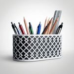 Carti si Birotica - Birotica - Accesorii de birou - Suporturi accesorii birou - Organizator birou minimalist, negru, 23 cm, design oval cu compartimente - Infinity.ro