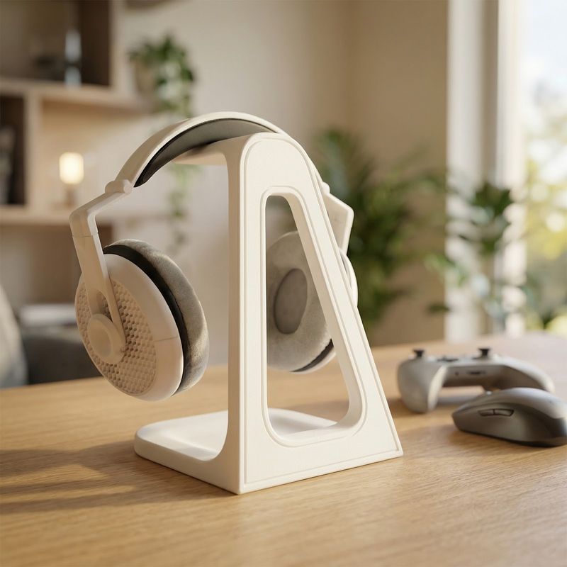 PC, gaming si accesorii - Periferice PC - Periferice Diverse - Suport Casti Minimalist Armonie, Alb, 25 cm - Infinity.ro