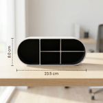 Carti si Birotica - Birotica - Accesorii de birou - Suporturi accesorii birou - Organizator birou minimalist, negru, 23 cm, design oval cu compartimente - Infinity.ro