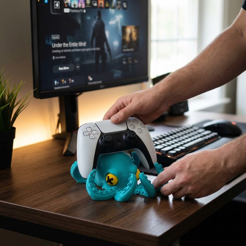 PC, gaming si accesorii - Gaming - Accesorii gaming - Accesorii console gaming - Suport Controller Gaming Tentacular, Turcoaz, 16 cm - Infinity.ro