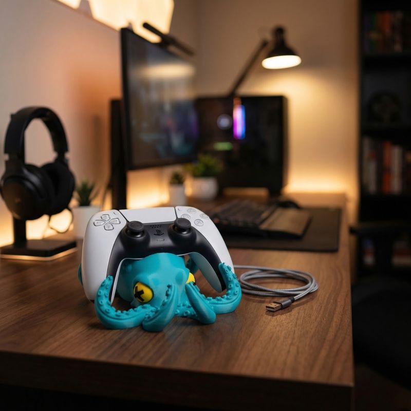 PC, gaming si accesorii - Gaming - Accesorii gaming - Accesorii console gaming - Suport Controller Gaming Tentacular, Turcoaz, 16 cm - Infinity.ro