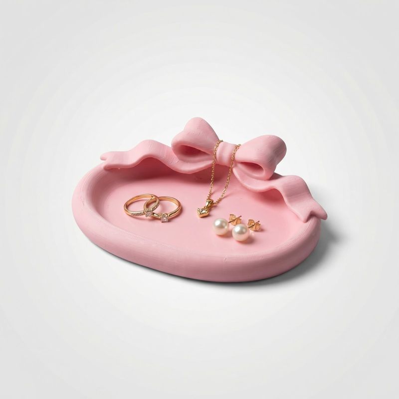 Fashion, accesorii si bijuterii - Femei - Bijuterii femei - Cutii bijuterii - Tavita Organizator Bijuterii cu Funda Eleganta, Roz, 14 cm - Infinity.ro