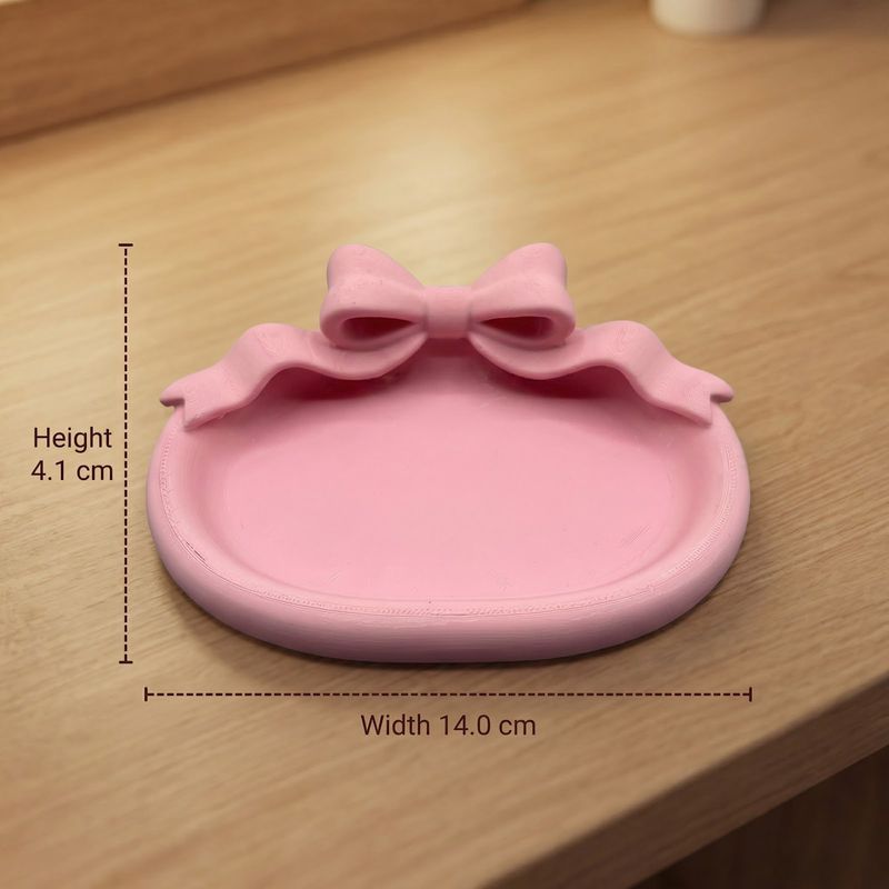 Fashion, accesorii si bijuterii - Femei - Bijuterii femei - Cutii bijuterii - Tavita Organizator Bijuterii cu Funda Eleganta, Roz, 14 cm - Infinity.ro