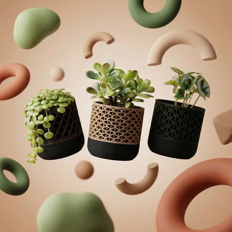 Casa si Gradina - Gradinarit si plante - Plante si ghivece - Ghivece si suporturi - Ghiveci Decorativ Modular Armonie Geometrica, Bej, 10 cm - Infinity.ro
