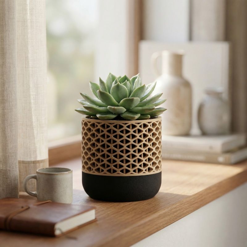 Casa si Gradina - Gradinarit si plante - Plante si ghivece - Ghivece si suporturi - Ghiveci Decorativ Modular Armonie Geometrica, Bej, 10 cm - Infinity.ro