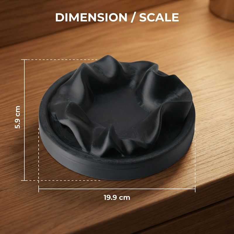 Fashion, accesorii si bijuterii - Femei - Bijuterii femei - Cutii bijuterii - Tava pentru Bijuterii cu Pliuri Sculpturale, Negru, 20 cm - Infinity.ro