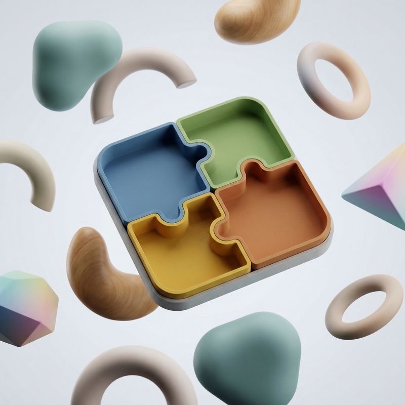 Carti si Birotica - Birotica - Accesorii de birou - Suporturi accesorii birou - Organizator modular de birou cu 4 compartimente, multicolor, 20 cm - Infinity.ro