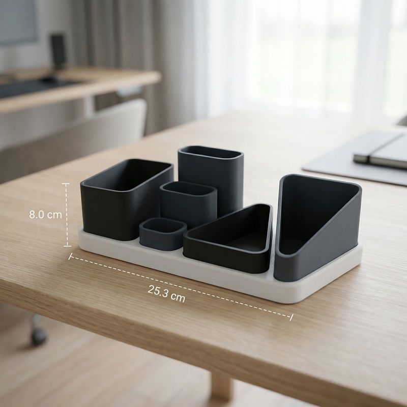 Carti si Birotica - Birotica - Accesorii de birou - Suporturi accesorii birou - Organizator birou modular Armonie, negru, 25cm, compartimente multiple - Infinity.ro