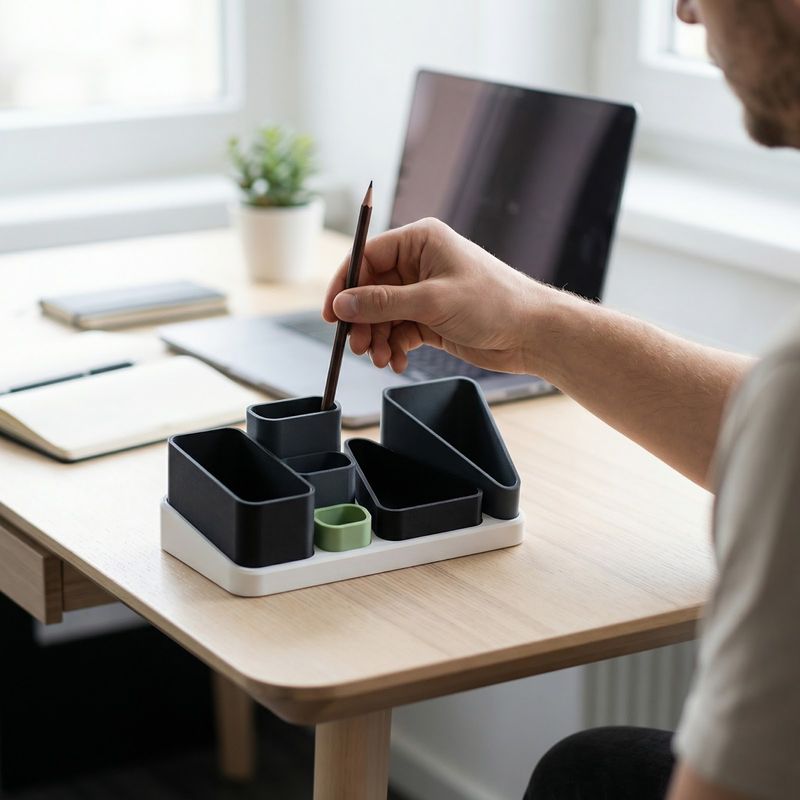 Carti si Birotica - Birotica - Accesorii de birou - Suporturi accesorii birou - Organizator birou modular Armonie, negru, 25cm, compartimente multiple - Infinity.ro