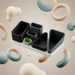 Carti si Birotica - Birotica - Accesorii de birou - Suporturi accesorii birou - Organizator birou modular Armonie, negru, 25cm, compartimente multiple - Infinity.ro