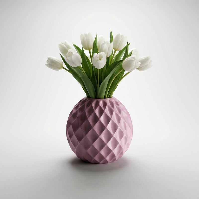 Casa si Gradina - Decoratiuni - Obiecte decorative - Vaze si boluri decorative - Vaza Decorativa cu Fatete Diamant, Roz, 22 cm - Infinity.ro