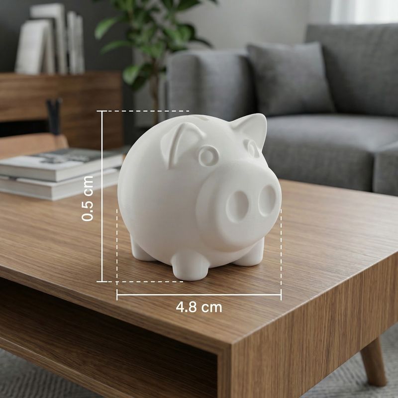 Casa si Gradina - Decoratiuni - Obiecte decorative - Accesorii decorative - Pusculita Decorativa cu Silueta Minimalista, Alb, 5 cm - Infinity.ro