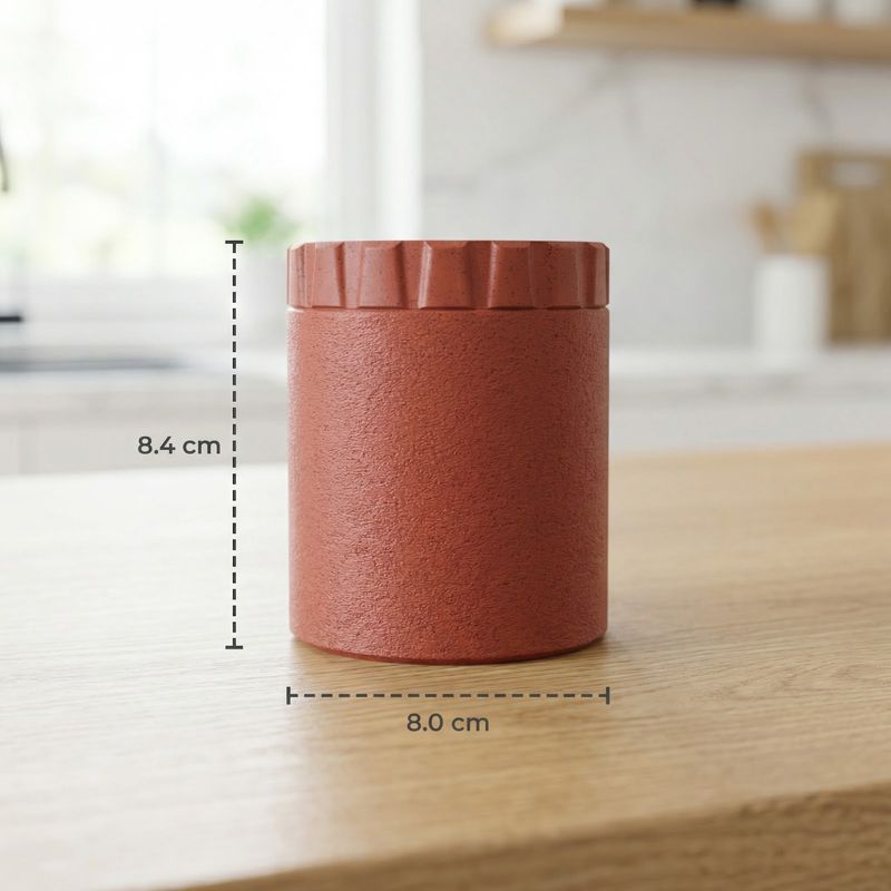 Casa si Gradina - Mobilier - Organizare si depozitare - Cutii depozitare - Set 3 recipiente depozitare cilindrice cu capac, rosu, 8 cm - Infinity.ro