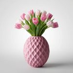 Casa si Gradina - Decoratiuni - Obiecte decorative - Vaze si boluri decorative - Vaza Decorativa cu Fatete Diamant, Roz, 22 cm - Infinity.ro