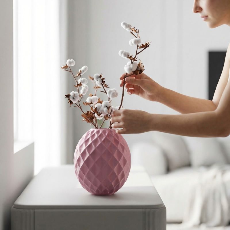 Casa si Gradina - Decoratiuni - Obiecte decorative - Vaze si boluri decorative - Vaza Decorativa cu Fatete Diamant, Roz, 22 cm - Infinity.ro
