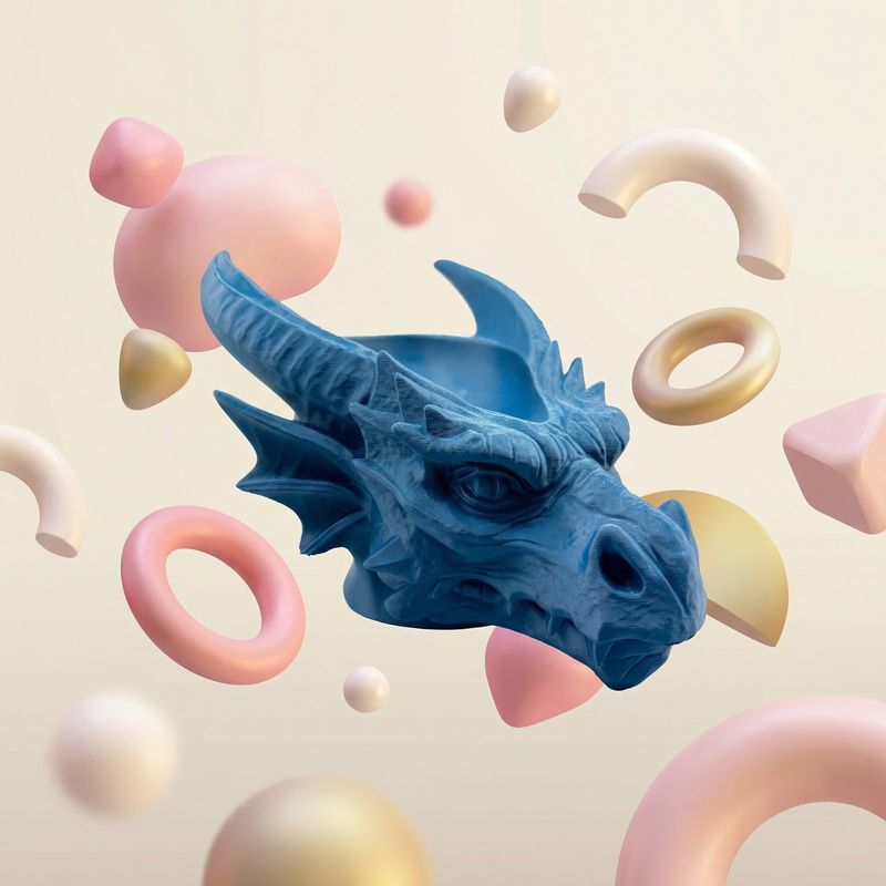 Casa si Gradina - Decoratiuni - Obiecte decorative - Vaze si boluri decorative - Bol Decorativ Sculptural Cap de Dragon, Albastru, 11 cm - Infinity.ro