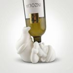 Casa si Gradina - Bucatarie si vesela - Accesorii bar - Suporturi bauturi - Suport Sticla de Vin Festiv Mos Craciun, Alb, 15 cm - Infinity.ro