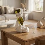 Casa si Gradina - Bucatarie si vesela - Accesorii bar - Suporturi bauturi - Suport Sticla de Vin Festiv Mos Craciun, Alb, 15 cm - Infinity.ro