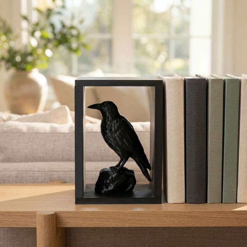 Carti si Birotica - Carti - Accesorii pentru cititori - Insert Decorativ pentru Raft cu Corb, Negru, 10 cm - Infinity.ro