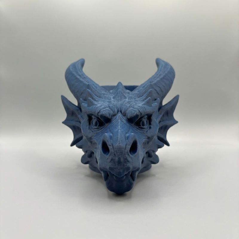 Casa si Gradina - Decoratiuni - Obiecte decorative - Vaze si boluri decorative - Bol Decorativ Sculptural Cap de Dragon, Albastru, 11 cm - Infinity.ro
