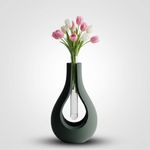 Casa si Gradina - Decoratiuni - Obiecte decorative - Vaze si boluri decorative - Vaza Decorativa cu Silueta Fluida, Verde, 16 cm - Infinity.ro